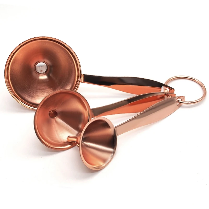 Rose gold 3 шт./компл. портативная кухонная вытяжка с ручкой из нержавеющей стали консервная банка масло мед, воронка для небольшого большого контейнера для бутылок - Цвет: Rose gold