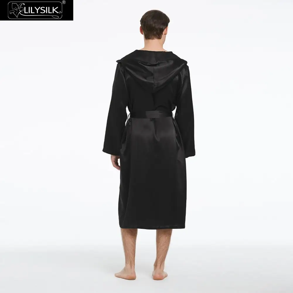 LilySilk халат одежда для сна мужчин чистый 100 шелк 22 momme Роскошный натуральный черный
