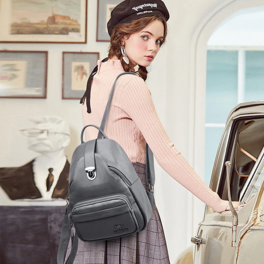 New Women sheepskin Backpacks School Bags For Girls Female Fashion Backpack Travel Shoulder Bags High Quality Mochilas Feminina