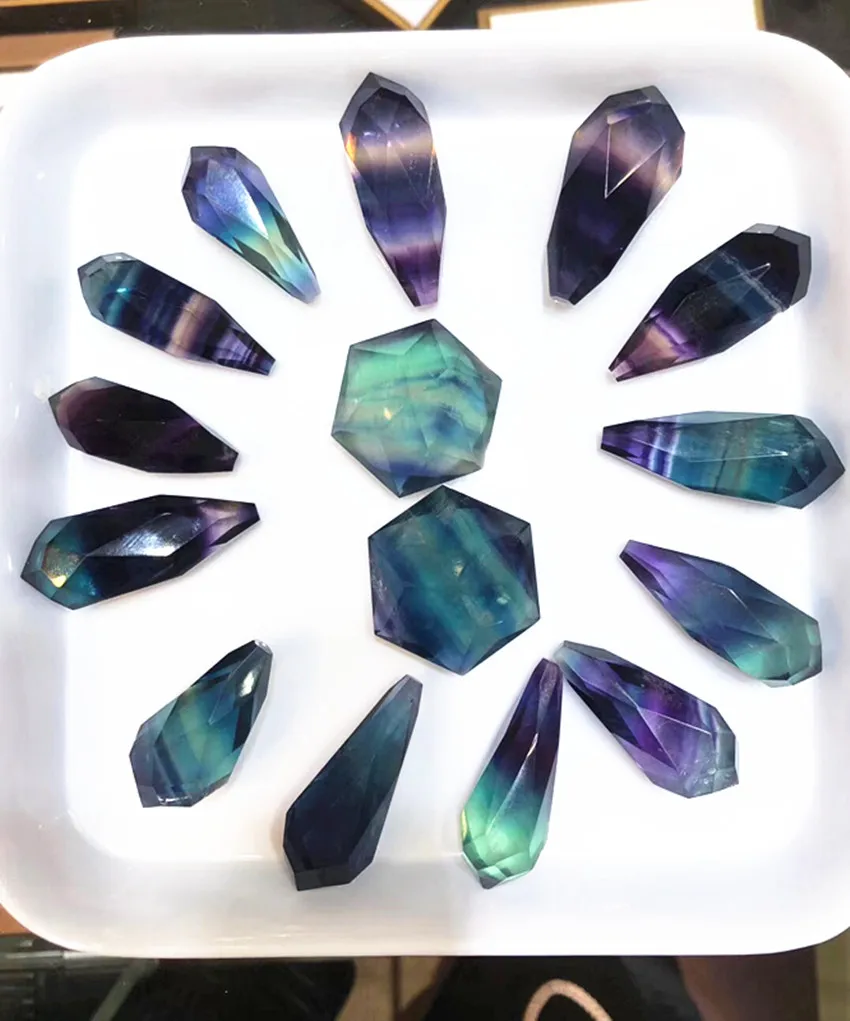 

Natural color fluorite Water droplets shape pendant Reiki healing quartz crystal as friend gift