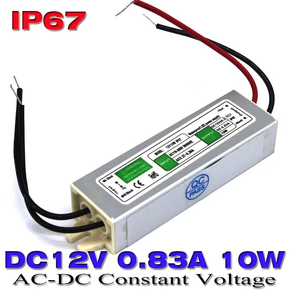 Один выход водонепроницаемый IP67 Импульсный источник питания DC12v 0.83A 10 Вт