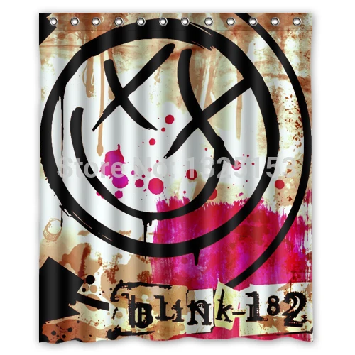American fashion punk band Blink 182 Shower Curtain 60 x 72 Inch pop style farbic curtains for bathroom|curtain box|curtains diycurtain wholesaler |