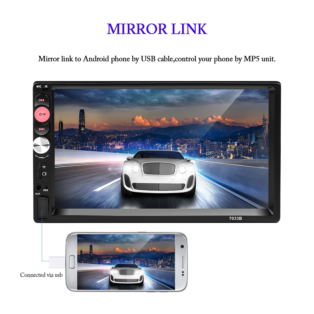 Автомагнитола AMPrime 2 Din 7 ''сенсорный плеер mirrorlink автомобильный мультимедийный