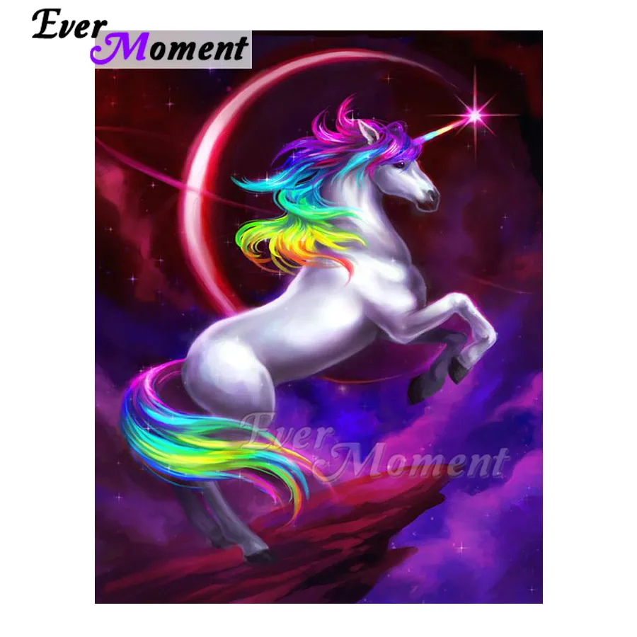 Алмазная живопись Ever Moment ручная работа картина с единорогом Стразы квадратное