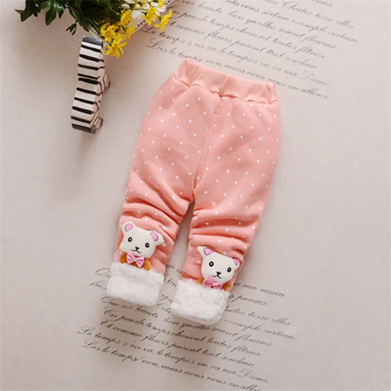 BibiCola baby girls pants winter warm leggings cartoon kids thicken velvet trousers for babies clothing | Мать и ребенок