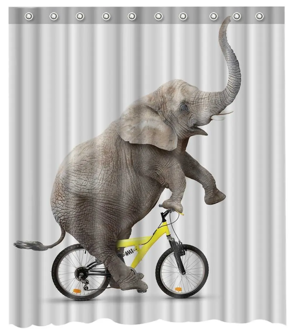 

Curtain Shower Elephant Fabric Bathroom Decor Set