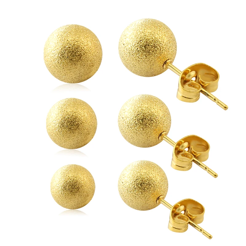 

1 pair 4mm 5mm 8mm Stainless Steel Pin Ear Jewelry Lovely Gift Latest Fashion Lady Earring Gold Emery Stud Earring Butterfly