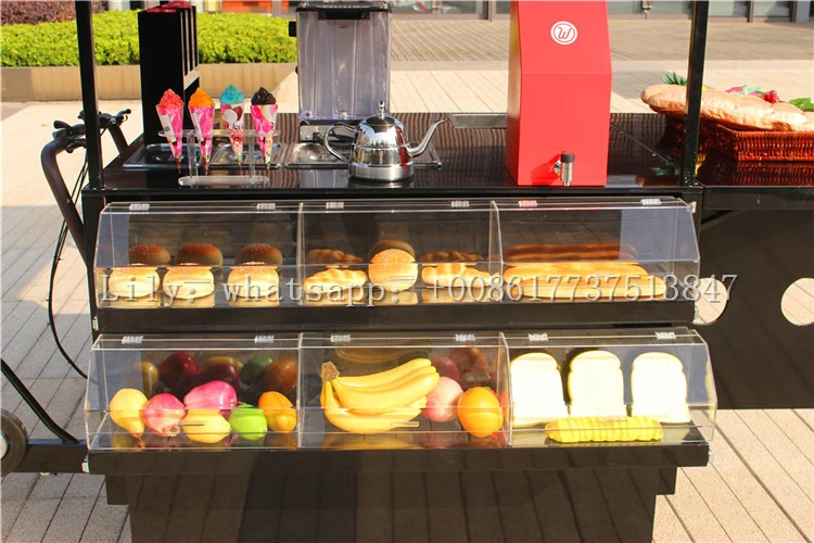 commercial fruit vending cargo trike pedal food bike fast food snack tricycle for sale
