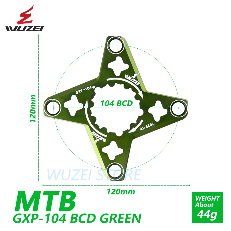 WUZEI велосипедный Кривошип GXP до BCD 104 мм Паук адаптер MTB велосипед для XX1 X0 X9 Кривошип преобразования протектор 1 x Система Скорость - Цвет: GREEN