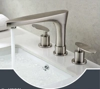 vidric solid brass dual handle brushed nickel brass bathroom taps bathroom sink mixer tap 3 holes basin faucet