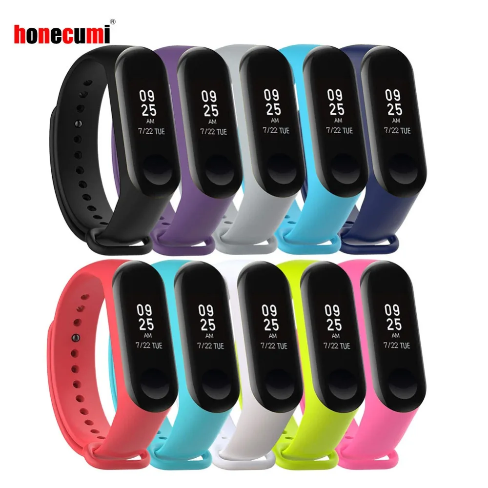 Honecumi для Xiaomi Mi Band 3 ремешок браслет красочные силиконовые Умные Ремешки наручных