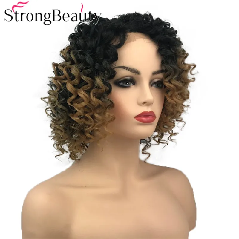 StrongBeauty синтетический парик фронта шнурка средней длины вьющиеся парики серый