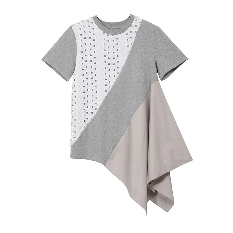 Фото XITAO Irregular Polka Dot T Shirt Women Patchwork Korea Fashion O Neck New Net Red with The Same Pullover ZLL3473 Женская одежда XITAO Irregular Polka Dot T Shirt Women Patchwork Korea Fashion O Neck New Net Red with The Same Pullover ZLL3473 Женская одежда