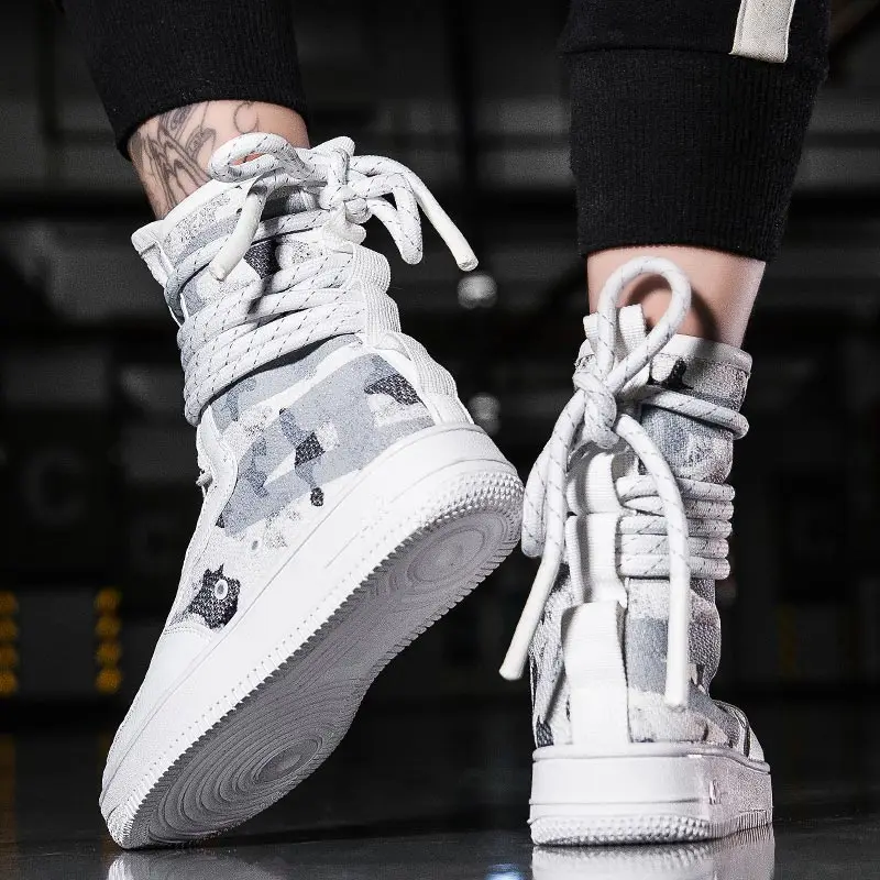Comemore высокие мужские кроссовки спортивная обувь женская для мужчин Sepatu Pu кожаные