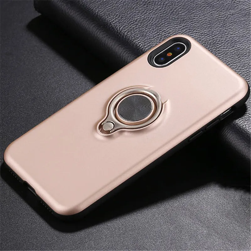 Магнитное металлическое кольцо чехол для iPhone 5 5S SE 6 6S 7 8 Plus автомобильный держатель кольцо Мягкий противоударный чехол для iPhone X XR XS MAX чехол Caqa - Цвет: Rose