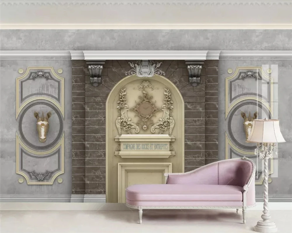 beibehang Customized retro embossed French carved simple European TV background papel de parede wallpaper papier peint behang |