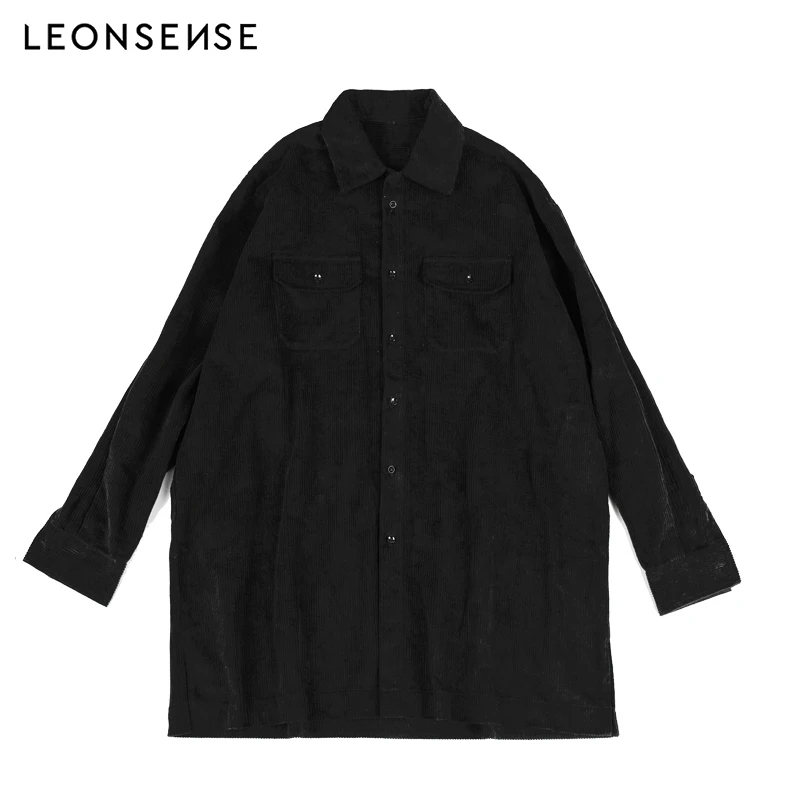 LEONSENSE Designer Men's Clothing HIDE Early Spring Corduroy Cotton Loose Long Shirt blazer americana hombre masculino | Мужская