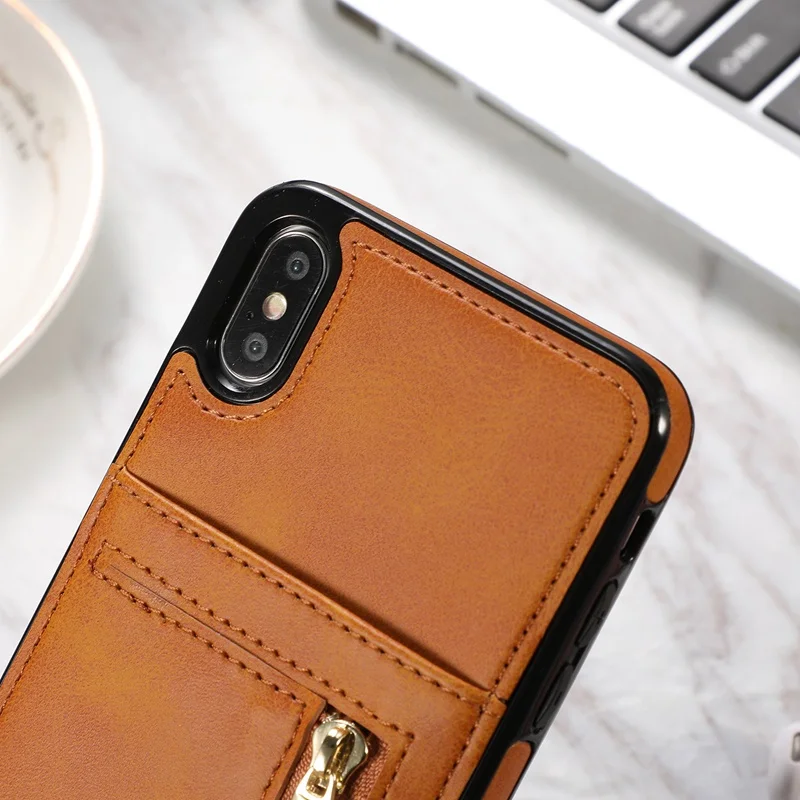 Застежка-молния кошелек кожаный чехол для iPhone X XR XS max 6 6S 7 8 плюс Чехол для телефона Роскошные держатель для карт задняя крышка карточная вставка чехол