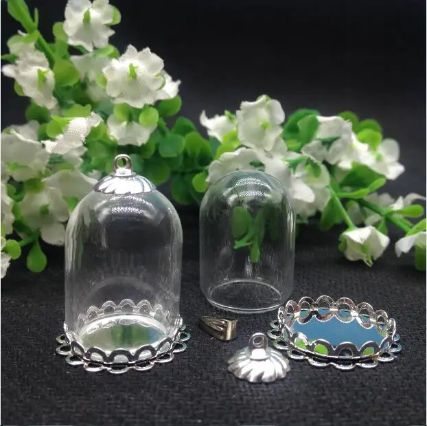 100 комплектов 25*18 мм с широким горлышком женская Посеребренная Двойная кружевная