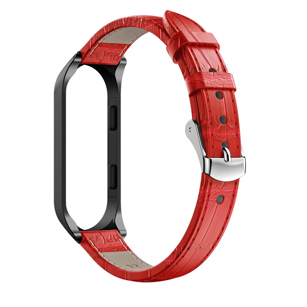 Сменный кожаный ремешок для наручных часов + металлический корпус Xiaomi Mi Band 4 умный