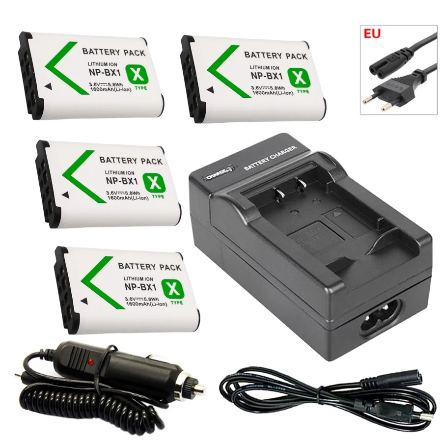 4x NP-BX1 bateria np bx1 батарея+ ЕС Автомобильный Зарядное устройство для sony DSC-RX100 DSC-WX500 HX300 WX300 HDR AS100v AS200V AS15 AS30V AS300 M3