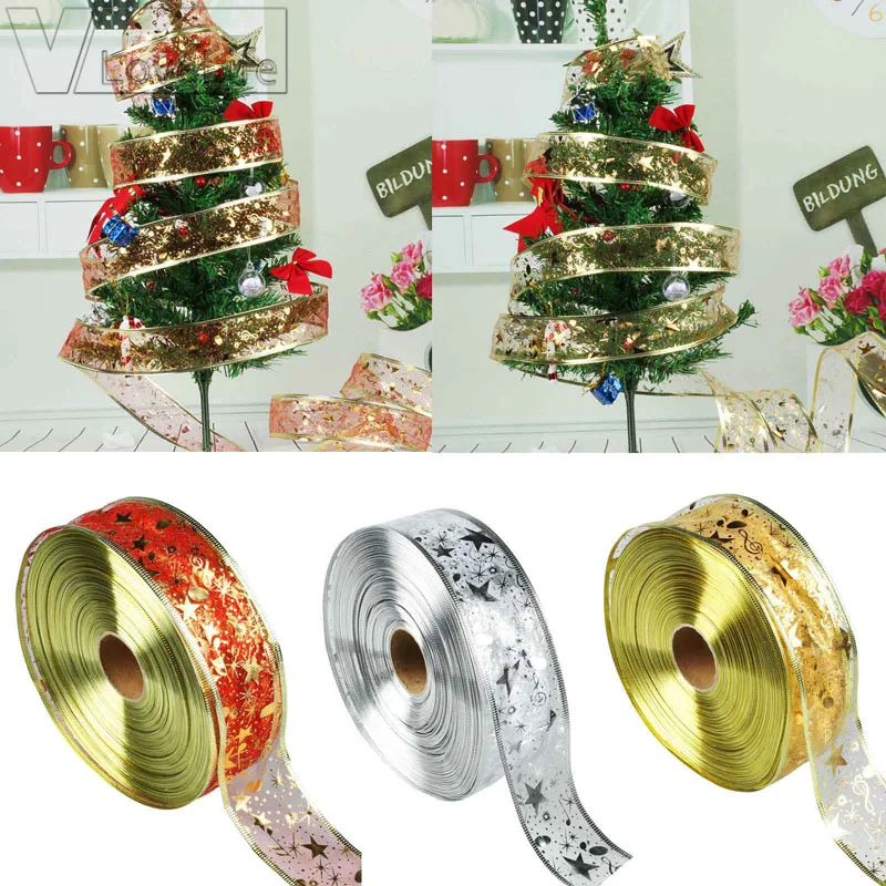 Лента из органзы для рождественской елки 10 ярдов|decorations for home|decorative decorativedecoration gift |