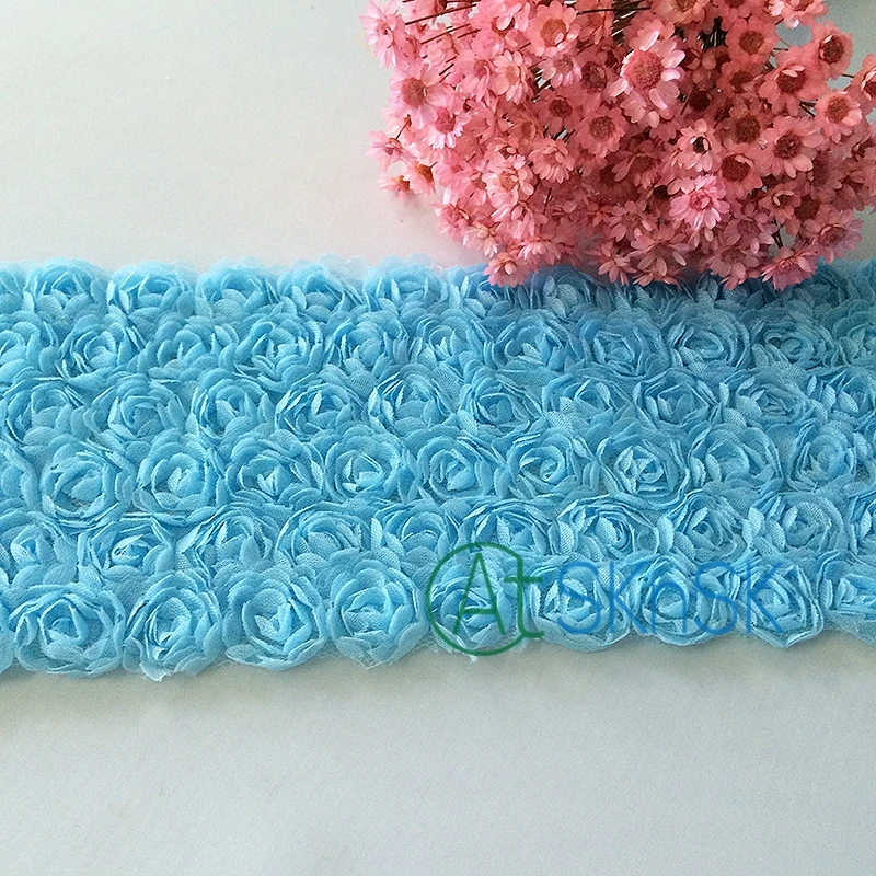 

Cheap wholesale 100yard/lot DIY accessories rose chiffon lace trims guipure fabric lace applique french elastic lace ribbons