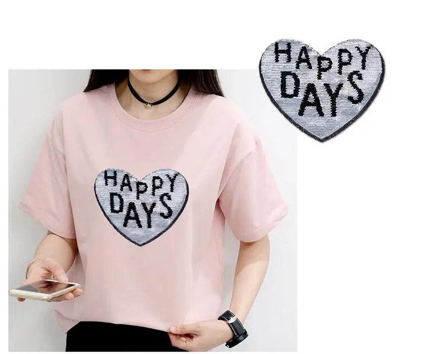 2017 Rose change letters Reversible Sequins Sew On Patches for clothes DIY Love Patch Applique Bag Clothing Coat Sweater Crafts | Дом и сад