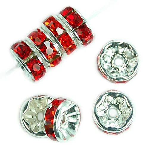 

100PCS/Lot 8mm DIY Jewelry Making Silver Plated Rhinestone Gasket Spacer Beads Charms Small Hole for Bracelet Necklace Accessory