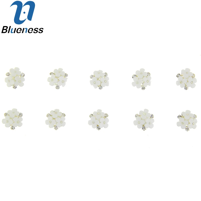 Blueness 10 шт 3 цветок дизайн красота 3D ногтей Кристальный серебряный со стразами