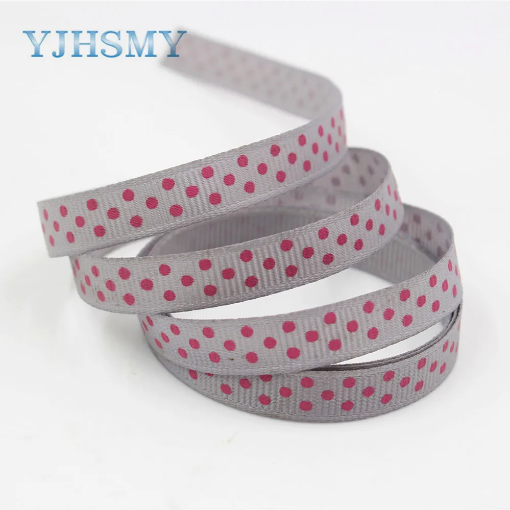 YJHSMY F-17622-131 20 yards 10 mm Dots Ribbons Thermal transfer Printed grosgrain Wedding Accessories DIY handmade material | Дом и сад