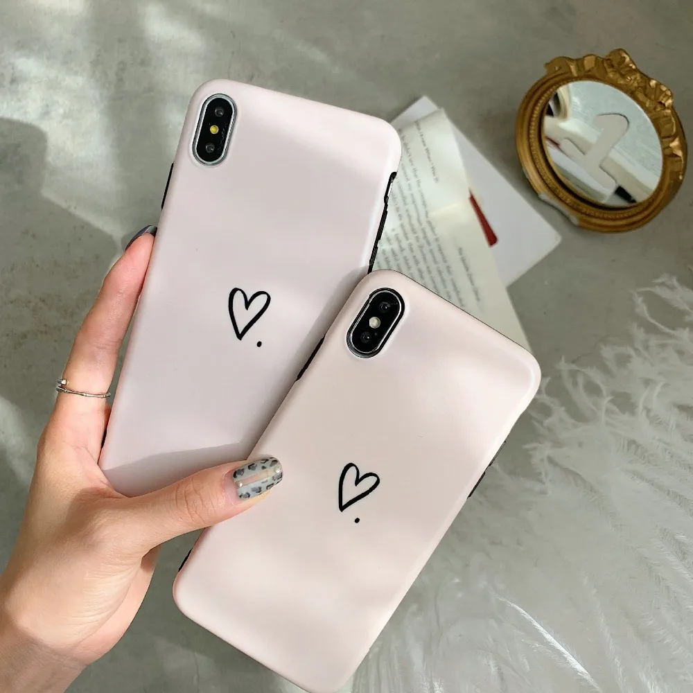 Милый обнаженный чехол для телефона с сердечком iPhone Xr XS MAX X Простой фон 6 6S 7 8 Plus