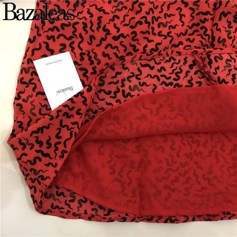 Bazaleas регулируемый галстук-веревка на плечо vestido красное летнее платье молнии