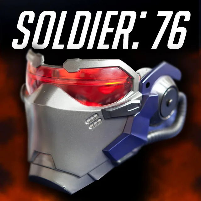 Игра OW Soldier 76 шлем ABS светодиодный светильник маска без батареи один размер подходит для большинства взрослый костюм на Хэллоуин Реквизит Высокое качество вентиляторы подарок