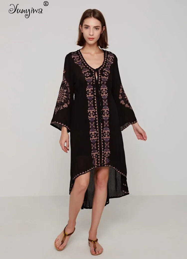 Женское платье Повседневное длинный рукав Vestidos Аппликации Середины икры