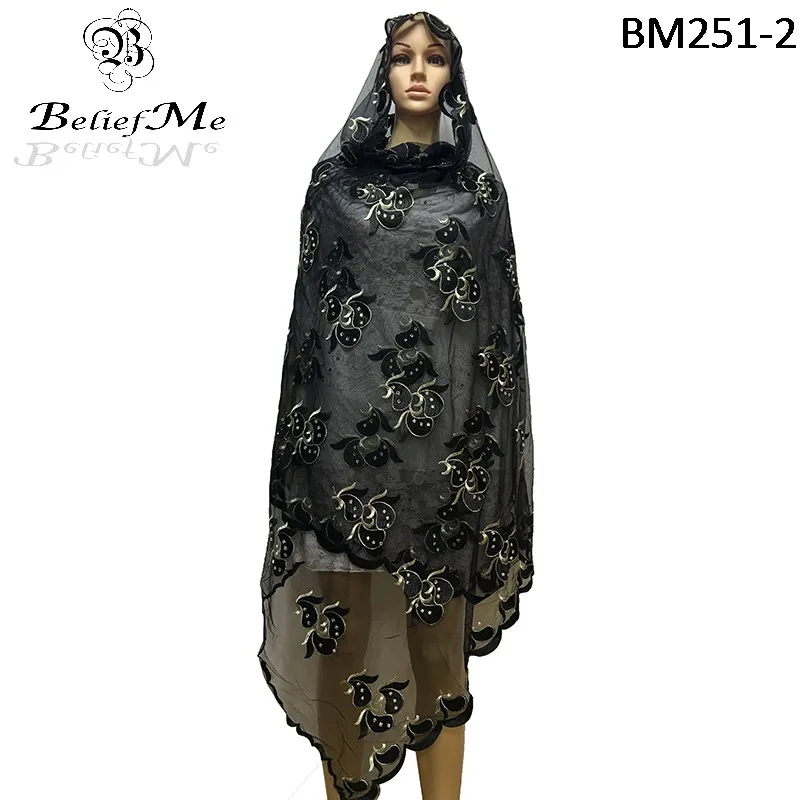 Новейшие африканские женские шарфы мусульманские однотонные с вышивкой шарф