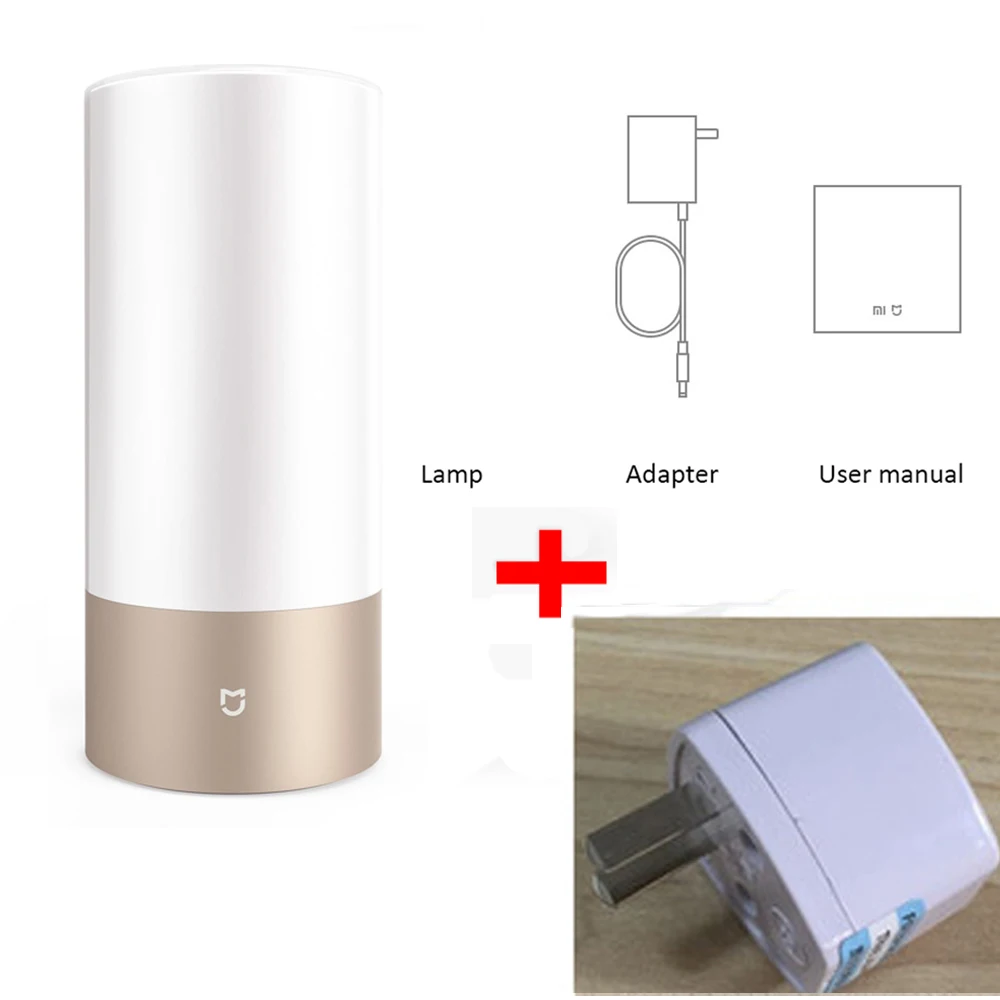 Add US adpater Xiaomi Mijia умная прикроватная лампа, светильник Bluetooth, WiFi, светодиодный светильник, умный Внутренний Ночной светильник, сенсорное управление, умное управление приложением - Цвет: Add US adpater