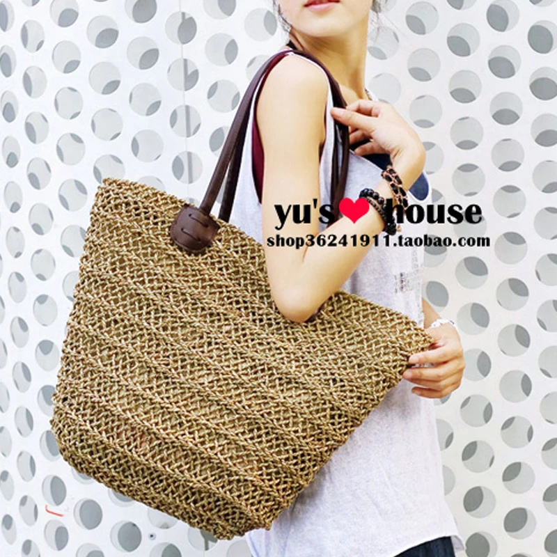 Женщины Лето Винтаж Богемия Стиль Леди Сумки Ротанга Соломы Extra Large Пляжные Плеча