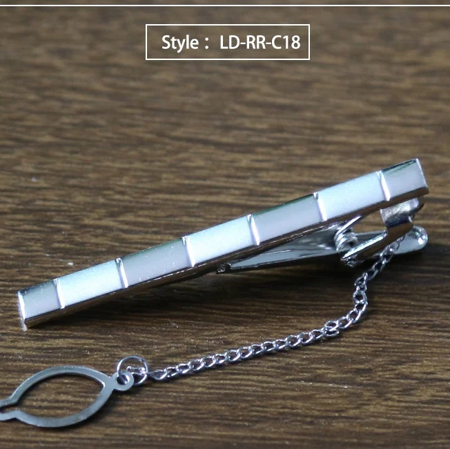 LD-RR-C18 Зажим для галстука, модный стильный галстук для мужчин, металлический серебристый простой зажим для галстука, Практичная застежка-бабочка, булавка для галстука для мужчин, подарок, аксессуары - Окраска металла: LD-RR-C18