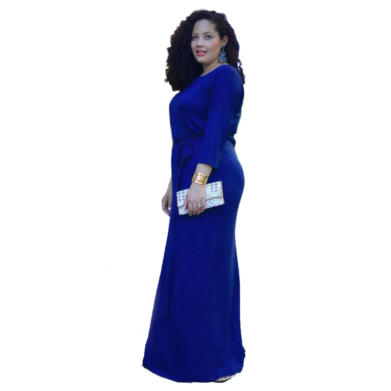 Лето элегантных женщин макси dress 2017 плюс размер l 3xl свободные о шеи эластичный