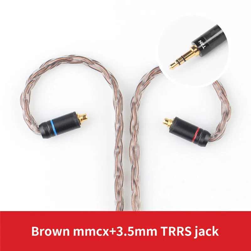 Brown mmcx 3.5mm Лампа указателя 16 Core с серебряным покрытием 2,5/3,5/4,4 мм балансный кабель для 0,75 0,78 2pin/разъемом mmcx обновления Hifi кабель для лампа указателя V80/плотным верхним ворсом KZ/TFZ - Цвет: Brown mmcx 3.5mm