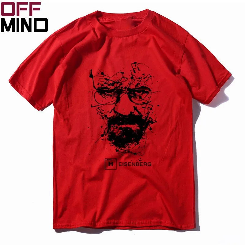 OFF MIND, Мужская футболка из чистого хлопка с коротким рукавом и надписью «breaking bad», повседневная Летняя мужская футболка heisenberg, крутая футболка, Мужская футболка R0111 - Цвет: BR0111OM-RED