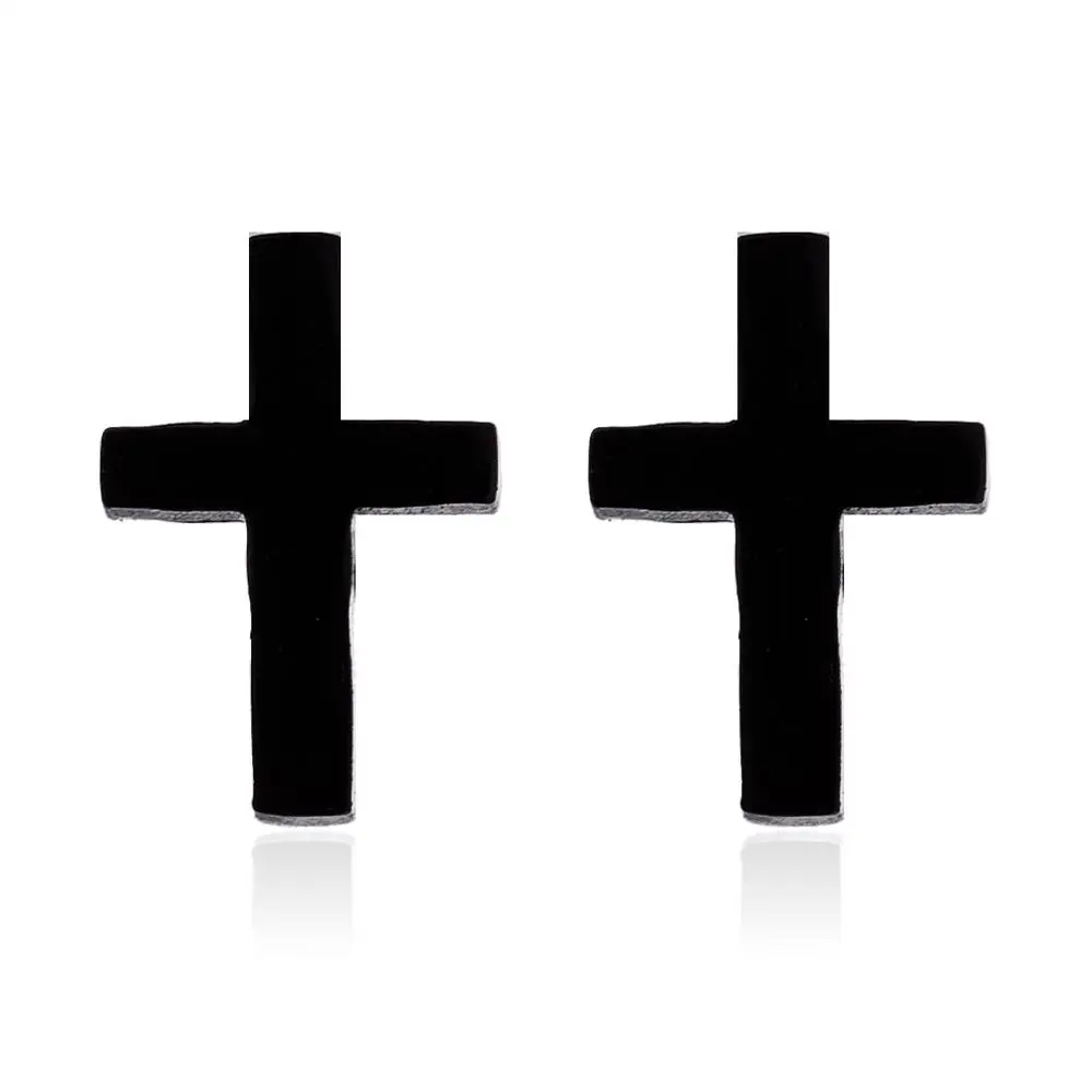 Cross GED021 SMJEL серьги в стиле хип-хоп, черные ювелирные изделия в виде животных, маленькие круглые серьги-гвоздики из нержавеющей стали, лучший подарок для врача для женщин, девушек - Окраска металла: Cross GED021