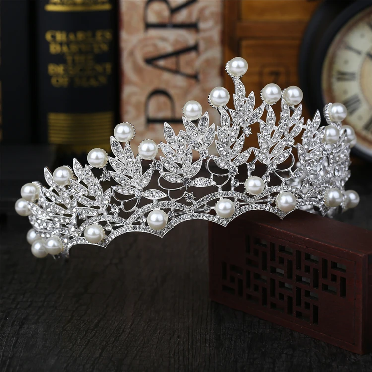 Горный хрусталь диадемы Свадебный ободок для Для женщин Имитация-жемчужные