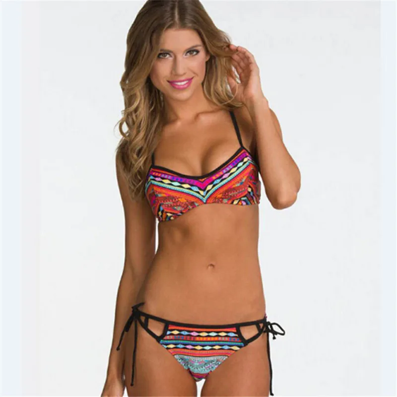 Женский купальник с пуш ап gline бикини цветочным принтом и низкой талией пляжная