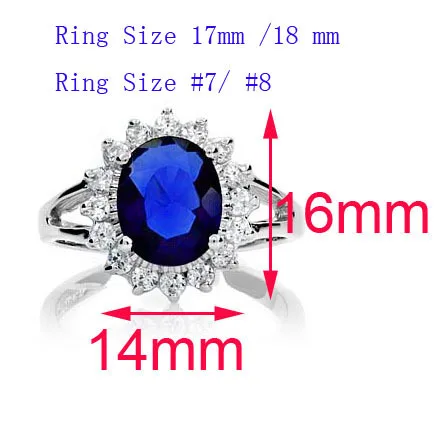 AAAA + Настоящее циркониевое кольцо Королевского синего цвета Вильям Кейт королева