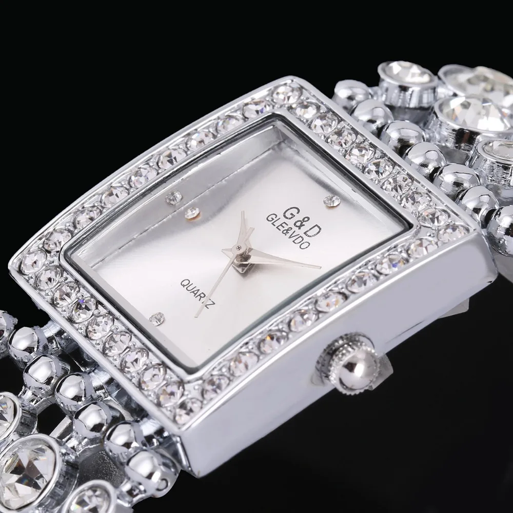 2018 новые женские часы из нержавеющей стали блестящие с большим бриллиантовым