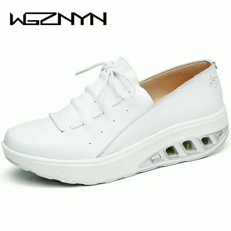 Женские кроссовки на платформе синие или белые кожаные танкетке модель W07 лето 2020