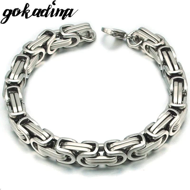 

Gokadima New Product, Silver Color Stainless Steel bracelets Link Byzantine Chain Bracelet For MENS Jewelry Fashion Good quality