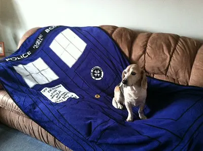 Голубое многофункциональное аниме одеяло Doctor Who TARDIS Коралловая флисовая